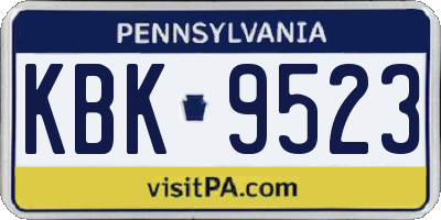 PA license plate KBK9523