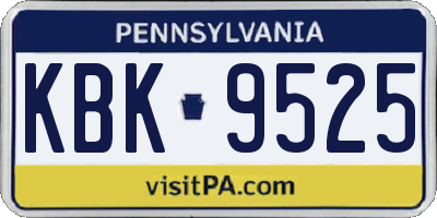 PA license plate KBK9525
