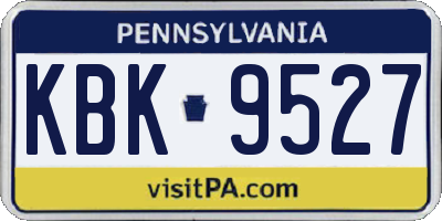 PA license plate KBK9527
