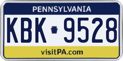 PA license plate KBK9528