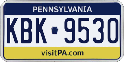 PA license plate KBK9530