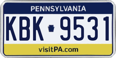 PA license plate KBK9531