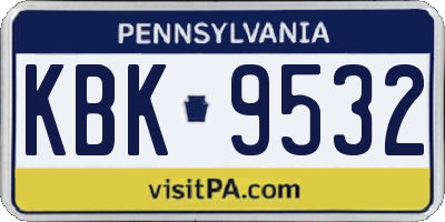PA license plate KBK9532