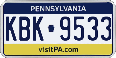 PA license plate KBK9533