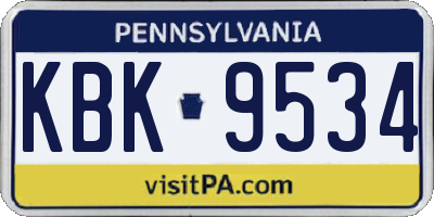 PA license plate KBK9534