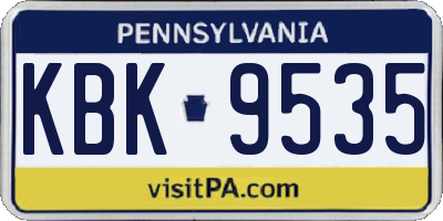PA license plate KBK9535