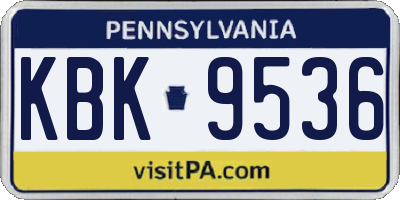 PA license plate KBK9536