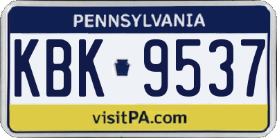 PA license plate KBK9537