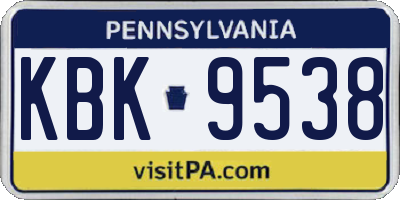 PA license plate KBK9538