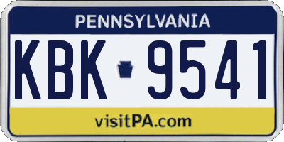 PA license plate KBK9541