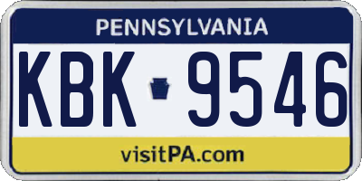 PA license plate KBK9546