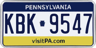 PA license plate KBK9547
