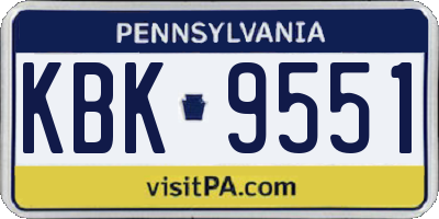 PA license plate KBK9551
