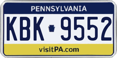 PA license plate KBK9552