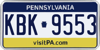 PA license plate KBK9553