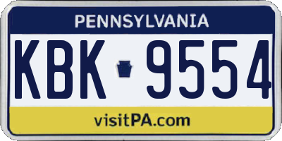 PA license plate KBK9554