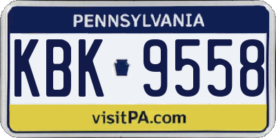 PA license plate KBK9558