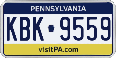 PA license plate KBK9559