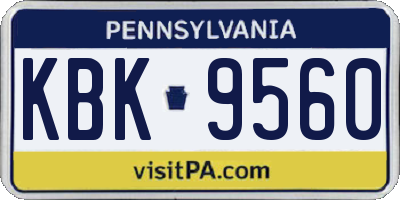 PA license plate KBK9560