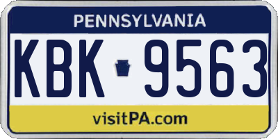 PA license plate KBK9563