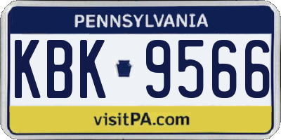 PA license plate KBK9566