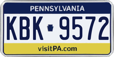 PA license plate KBK9572