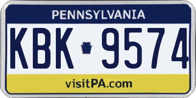 PA license plate KBK9574