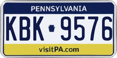 PA license plate KBK9576