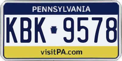 PA license plate KBK9578