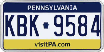 PA license plate KBK9584