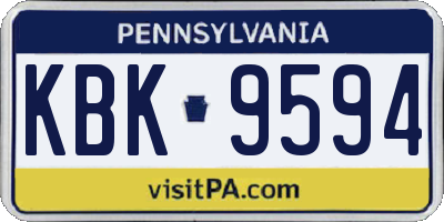 PA license plate KBK9594