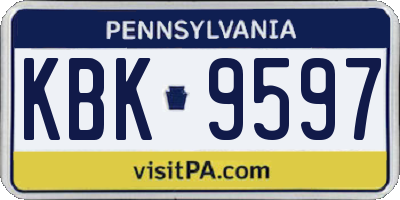 PA license plate KBK9597