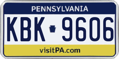 PA license plate KBK9606