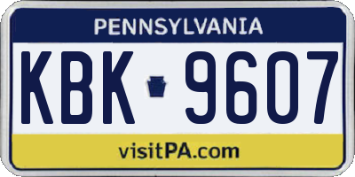 PA license plate KBK9607