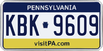 PA license plate KBK9609