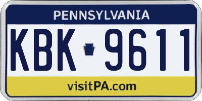 PA license plate KBK9611
