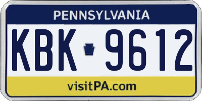 PA license plate KBK9612