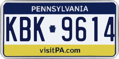 PA license plate KBK9614