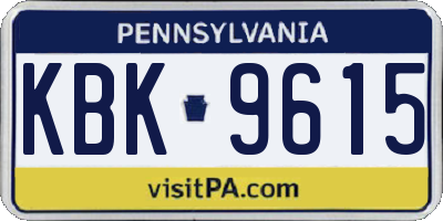 PA license plate KBK9615