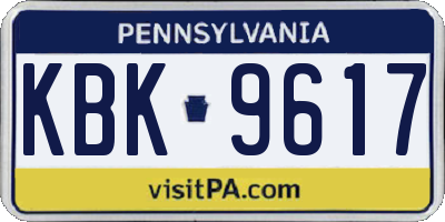 PA license plate KBK9617