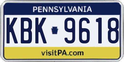 PA license plate KBK9618