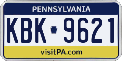 PA license plate KBK9621