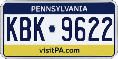 PA license plate KBK9622