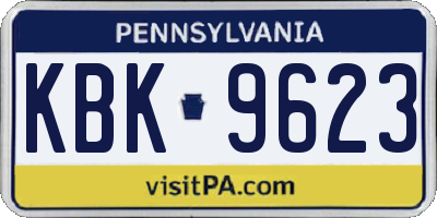PA license plate KBK9623