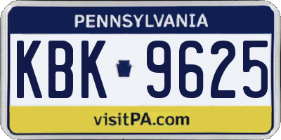 PA license plate KBK9625