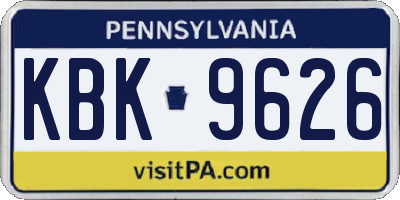 PA license plate KBK9626
