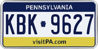 PA license plate KBK9627