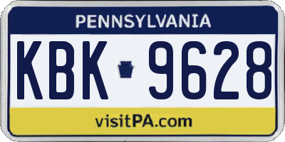 PA license plate KBK9628