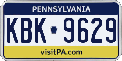PA license plate KBK9629