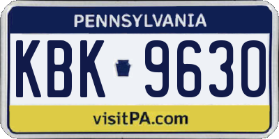 PA license plate KBK9630